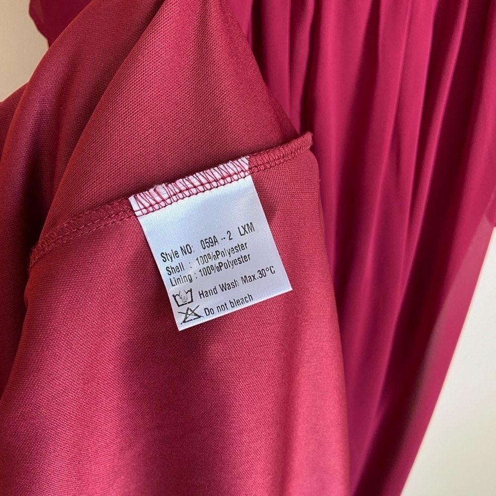 Burgundy Formal Chiffon Cape A-Line Mother of The Bride Dress US16 - Picture 9 of 10